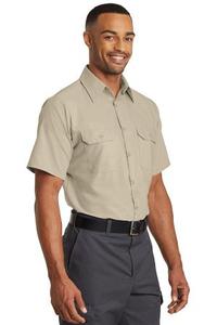 เสื้อเชิ้ตสีทึบ ripstop แขนสั้นสีแดง Kap-65/35ผ้าโพลี/ผ้าฝ้าย riplin กดทนทานและมาพร้อมกับโลโก้ของคุณ - Product Image 4