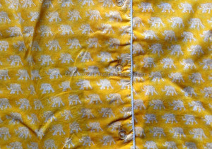 Ensemble de pyjama en tissu de coton respirant de haute qualité, imprimé en bloc, chemise à manches longues avec bas à taille élastique, vêtements de nuit confortables - Product Image 3