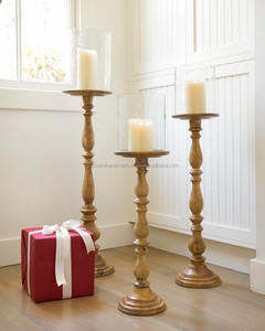 Porte-bougie décoratif en bois, bougeoir sur pied, porte-bougie - Product Image 1