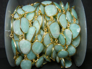 D'amazonite À Facettes Forme Libre Taille Pierres Précieuses Lunette Connecteur Chaîne - Product Image 6