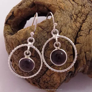 Pendientes de diseñador chapados en plata 92,5 SOKU #3464 forma hecha a mano colgante con piedra de amatista perla joyería de latón para regalos de bodas - Product Image 2