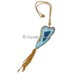 Collar de rebanada de ágata azul para ocasiones de regalo - Product Image 1