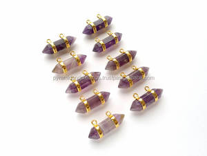 Collar con colgante de punto Horizontal de amatista de moda con dos bucles, joyería de plata de ley 925 elegante para boda o regalo - Product Image 2