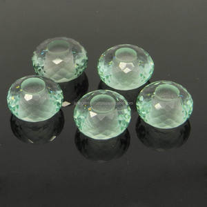Perles de pierres précieuses en vrac à facettes en améthyste verte Big Hole 14x8x4.5mm Stone Beads - Product Image 1