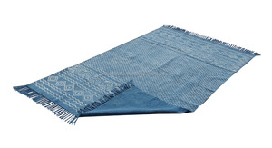 Tapis indien en coton imprimé à la main, teinture végétale, indigo, tapis d'intérieur - Product Image 3
