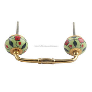 Poignée d'armoire en vrac fait à la main en céramique pont floral en gros commode poignée Lot Vintage tiroir armoire porte tirer - Product Image 6