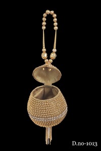 Vivid Handcrafted Ladies Bridal Clutch 1011 Designer Evening <b>Metal</b> <b>Beaded</b> Stone Purses 1-1.9L Capacity Chain Strap Flap Closure - Product Image 4