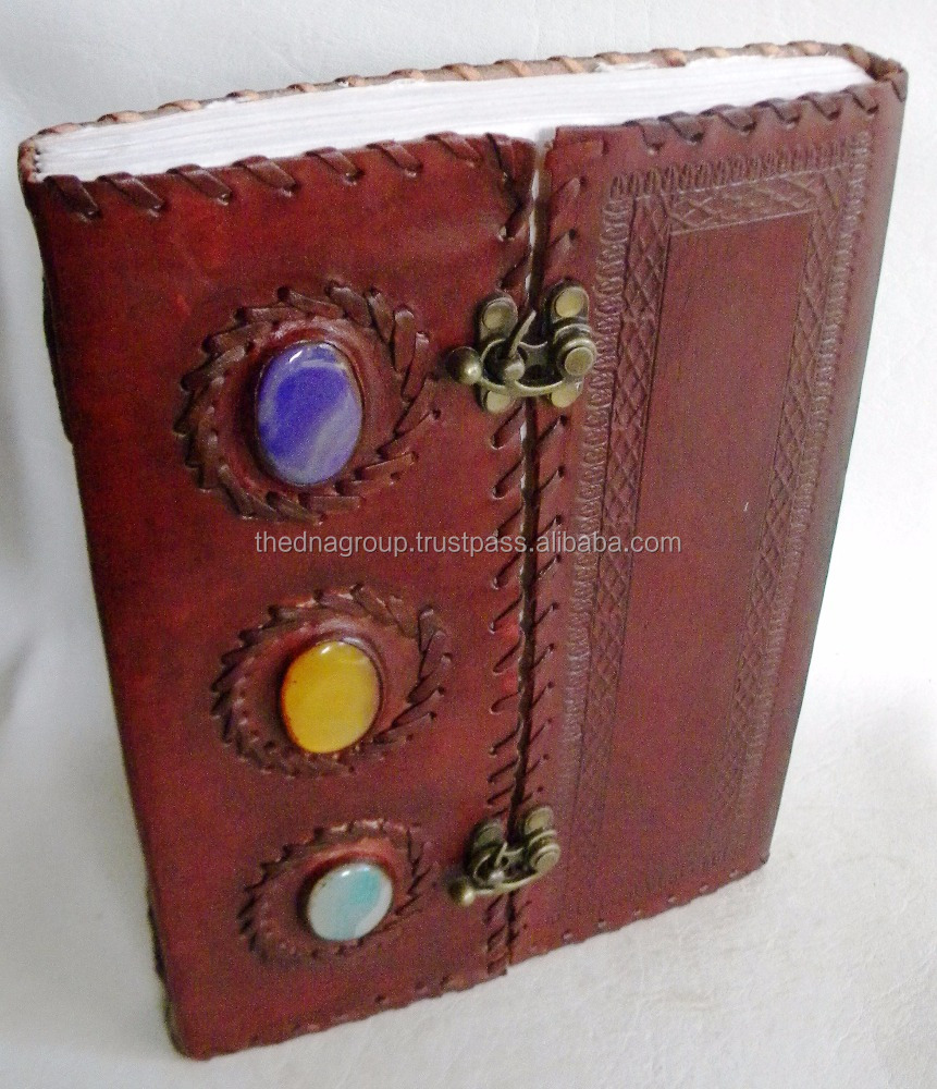 Винтажный журнал ручной работы из 3 тисненых камней с двойной застежкой