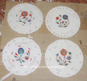 Plaque fait à la main en pierre Semi précieuse, applique en marbre blanc - Product Image 1