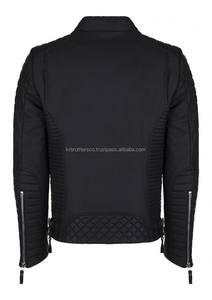 Blouson d'aviateur matelassé véritable de haute qualité à conception personnalisée avec poches zippées vestes d'hiver en cuir à col montant pour hommes - Product Image 3