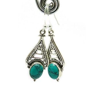 Nouveauté : Boucles d'oreilles Shri Ashapura Jewels en argent sterling 925, design spécial, turquoise, style bohème, pour amoureux, bijoux indiens en argent - Product Image 6