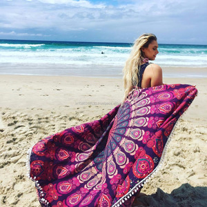 Mandala redondo playa tapiz Hippie tiro Yoga Mat toalla venta al por mayor lote redondo Mandala pared colgante playa tiro indio bohemio - Product Image 1