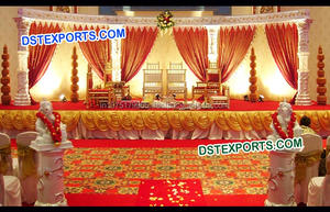 Conjunto de escenario de pilar de cristal dorado para boda, pilares de cristal de media luna, escenario de boda para interiores, conjunto de escenario de cristal para boda, India, Mandap, Reino Unido - Product Image 3