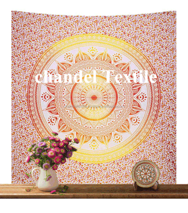 Colgante de pared de Mandala Ombre indio, tapiz de reina de diseño bohemio Floral hecho a mano para decoración del hogar, arte decorativo de cama étnica Hippie - Product Image 2