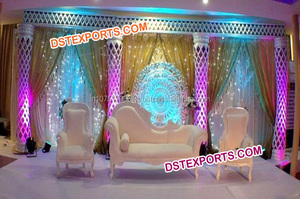 เสาคริสตัลสำหรับตกแต่งเวทีงานแต่งงานแบบเอเชียเสาคริสตัลไฟเบอร์สีทองสำหรับผู้ผลิต vivah และ exporterusa - Product Image 6