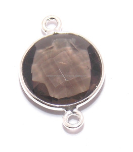 Quartz fumé naturel multi pierres précieuses bijoux faits à la main déclaration Vintage lunette pierre de naissance connecteur Boho - Product Image 3