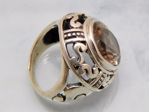 แหวนแต่งงานแบบคลาสสิก925สำหรับผู้หญิงแหวนแฟชั่นที่ผ่านการรับรองจาก CMA พลอยควอทซ์สโมคกี้น่ารัก - Product Image 3