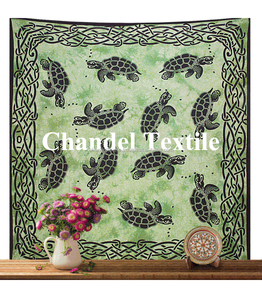 Style Vintage vert coton tapisseries tortue imprimé Mandala Design indien pour la décoration intérieure lit plage ou tapis de Yoga - Product Image 2