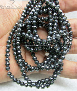 100% ธรรมชาติเจ็ทสีดำ Moissanite เหลี่ยมลูกปัดในราคาต่ำสุด,Moissanite เพชรสร้อยคอ - Product Image 4