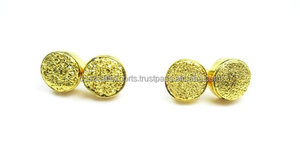 Romantic Luxury Gold Plated Sterling <b>Silver</b> Druzy <b>Stud</b> Earrings Bezel Setting Jewelry for Anniversary Parties & Gifts - Product Image 4