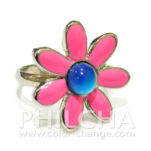 Anillos Ajustables para Niñas con Diseño de Flor de Margarita, Aleación de Zinc, Cambio de Color Según el Estado de Ánimo - Product Image 2