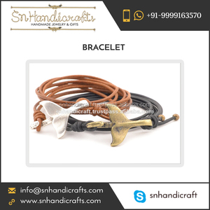 Rustic Leather Wrap/ Whale Tail Bracelet for <b>Men</b> - Product Image 1