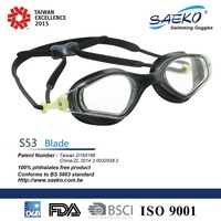 Lunettes de natation professionnelles SAEKO Custom Biofuse Wide Vision, anti-buée, protection UV, 5 couleurs, taille adulte, sangle de tête ajustable