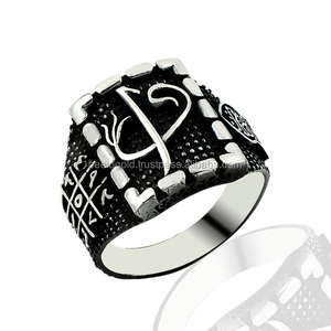 925K Sterling Silver Art Waaw Alif Numerological Nalain Shareef <b>Men</b> <b>Ring</b> - Product Image 1