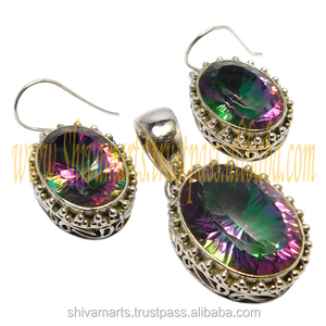 Nouveau modèle de bijoux en argent sterling 925 ensemble de pierres précieuses en quartz mystique fait à la main 925 bijoux en argent sterling - Product Image 2