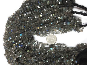 Cuentas de piedra facetada de moneda y disco de labradorita, abalorios de hebra curativa de 3-4mm para la fabricación de joyas - Product Image 3