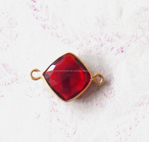 925 argent Sterling Boho connecteur à la main lunette pierre précieuse rubis naturel Quartz CZ fil résultats de bijoux fabrication de pierres de naissance - Product Image 2