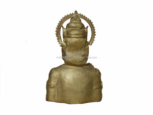 Sculptures en bronze doré indien faites à la main en vrac, figurines Maharaja Agrasen, décoration d'intérieur, articles cadeaux, 9,8 x 6,3 pouces, SMG-161 - Product Image 2