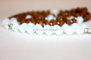 สร้อยคอลูกปัดหินสีน้ำเงินทำจากไม้จันทน์,สร้อยคอร้อยลูกปัดทำมือสำหรับศิลปินอินเดีย - Product Image 3