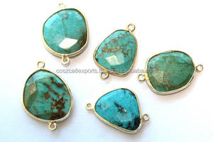 Pendentif en pierre précieuse turquoise à facettes avec connecteur à taille ajustable en argent sterling 925, breloque pour fête d'enfants - Product Image 4