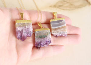 Collier pendentif en améthyste pour fiançailles, anniversaire de mariage ou cadeau, accessoire de fête - Product Image 2