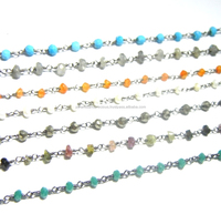Collier à perles en argent sterling plaqué gunmetal avec pierres semi-précieuses, chaîne de chapelet pour cadeau de mariage ou fête
