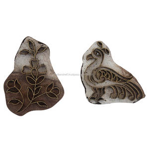 Blocs d'impression vintage mixtes bois et laiton pour impression textile sur WB-1332 INDIANSHELF - Product Image 1