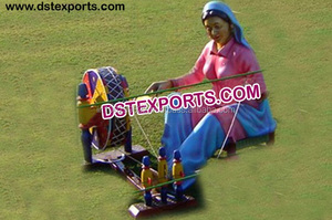 Estatua de fibra de tradición punjabi de dama con Madhani, decoración para escenario de boda, decoración de fibra de cultura punjabi - Product Image 2
