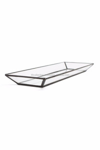Plateau miroir octogonal en métal avec cadre doré pour le rangement - Product Image 2