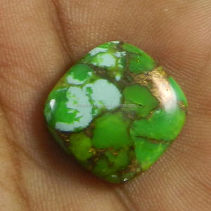 2,20 Gms cojín Natural cuadrado 16mm cabujón verde cobre turquesa piedra preciosa pulida para la fabricación de joyas forma de pera triturada - Product Image 1