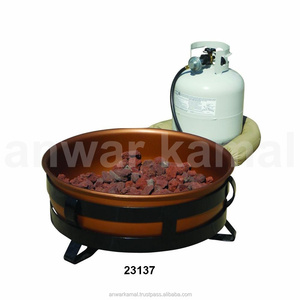 Foyer en cuivre avec support en fer noir avec cylindre pour la maison et le jardin - Product Image 1