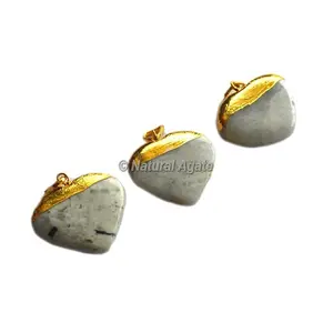 Pingentes e amuletos de joias da moda pingentes galvanizados em forma de coração de pedra arco-íris lua