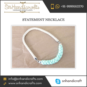 Best Quality <b>Statement</b> <b>Necklace</b> with Viscose Braid in Mint Color - Product Image 1