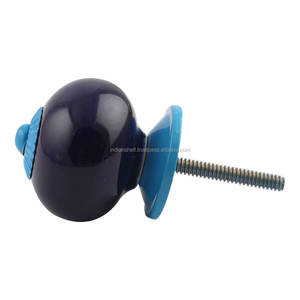 Boutons en céramique Vintage bleus décoratifs, tirettes rondes armoire tiroir armoire 3.81 cm CSCRK-96(SCRK-55) - Product Image 2