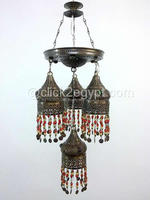 Lustre de plafond en laiton doré antique de style marocain BR377 avec 4 éclairages LED, design décoratif Bedoin Zahereen