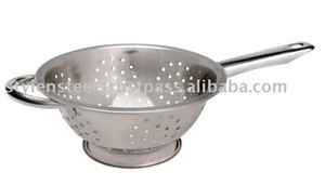 स्टेनलेस स्टील चलनी छलनी प्लास्टिक दौर लंबी संभाल के साथ फल कोलंडर कोलंडर थोक गहरी कोलंडर