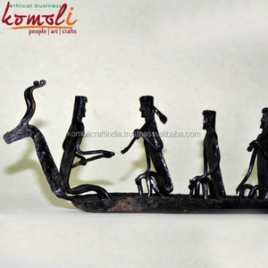 Barco de hierro hecho a mano, arte abstracto moderno, escultura de hierro fundido para decoración del hogar - Product Image 5