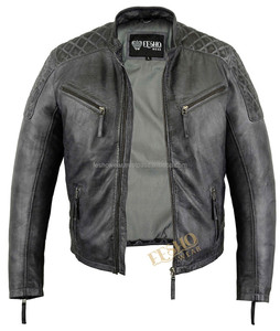 Mens Stylish Coated Quilted Genuine Leather Front Biker Bomber <b>Jacket</b> Warm <b>Padded</b> <b>Waterproof</b> Windproof OEM Custom Manufacturer - Product Image 1