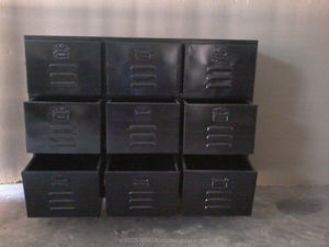 Industrial <b>Vintage</b> Metal Chest , Black Metal 9 Drawer Chest - Product Image 2