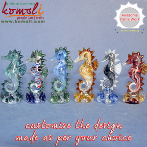 รูปปั้นม้าน้ำแก้วหลากสีสำหรับตกแต่งบ้านโต๊ะทำงานและตู้ปลา - Product Image 2